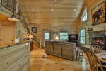 Great room with wood burning fireplace